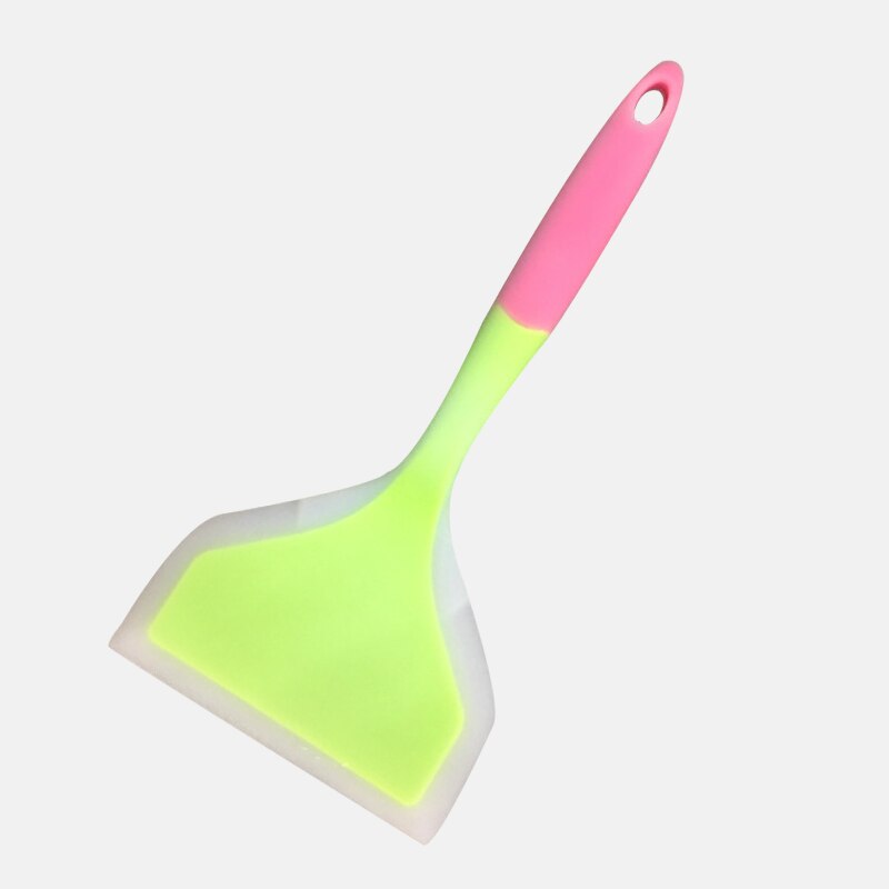 Rascador de cocina antiadherente, pala ancha de silicona, para carne, huevo, Pizza, espátulas, utensilios de cocina para el hogar: Fluorescent green