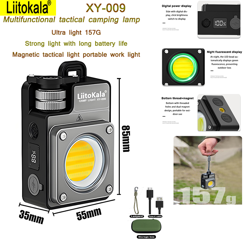 Liitokala xy -009 bærbar udendørs arbejdslampe med indbygget genopladeligt batteri til kraftig lysbelysning.