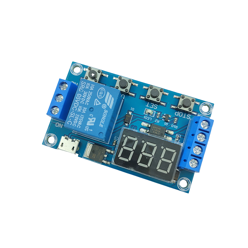 Tidsfördröjningsrelämodul  dc 6 - 30v 5a fördröjningstimer avstängningsmodul justerbar 1s 999s 999 min stöd för micro-usb 5v led-display: Default Title