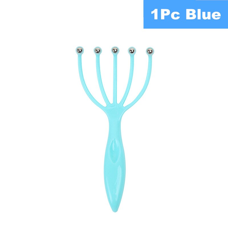 Masajeador de cabeza de pulpo, dispositivo para aliviar el dolor y la presión, herramientas para el cuidado del cuero cabelludo y el cuello, liberación de estrés, relajación, garra: 1Pc Blue