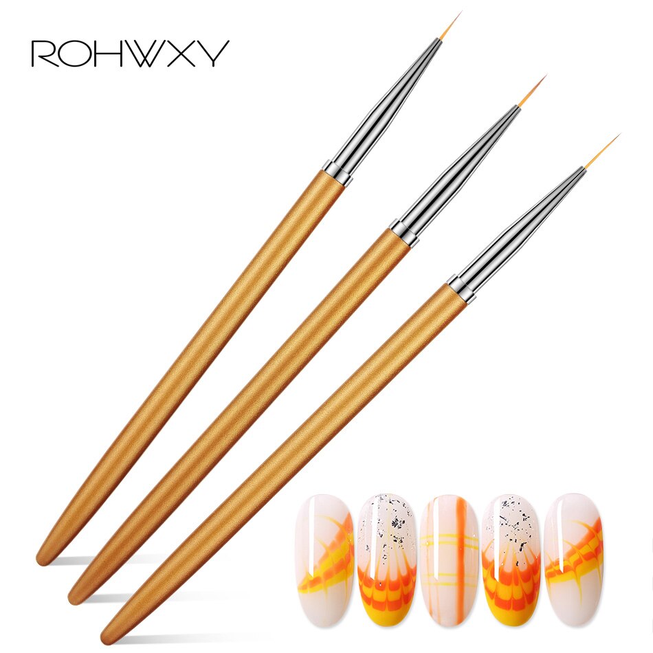 Rohwxy rengørings neglebørste til negle diy kunstværktøj 3 stk / sæt negle gel pen til manicure gel neglebørste sæt til neglelakering
