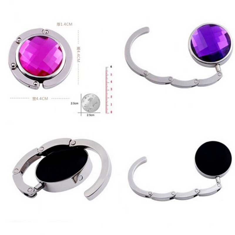 1 Piece Folded Handbag Bag Hook Hanger Holder Alloy Crystal Rhinestone Bag Holders Accessories 10 Colors