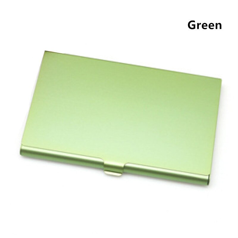 Casual Business Card Case Stainless Steel Aluminum Holder Metal Box Cover Credit Men Business Card Holder Metal Wallet: Green