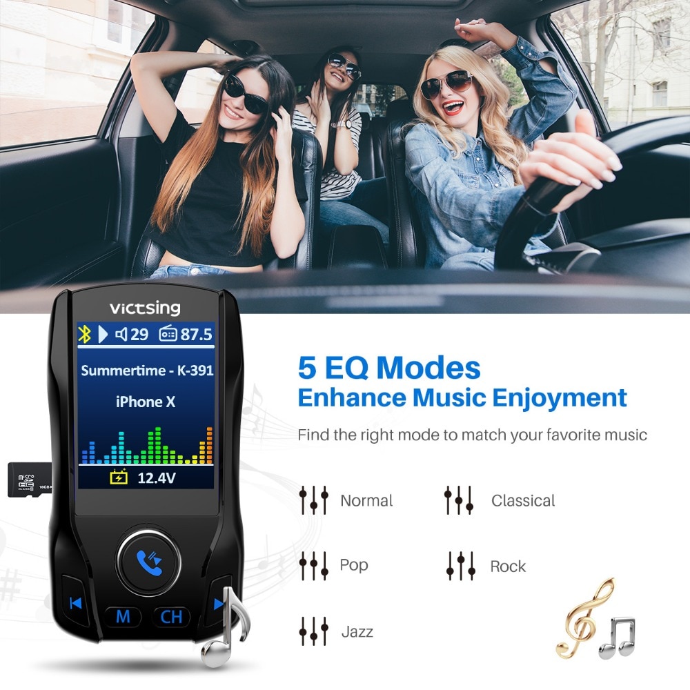 Victsing 1.8 Inch Bluetooth Fm-zender Radio Adapter Draadloze Handsfree 5V 2.1A 3 Usb-poorten Charger Bluetooth Zender