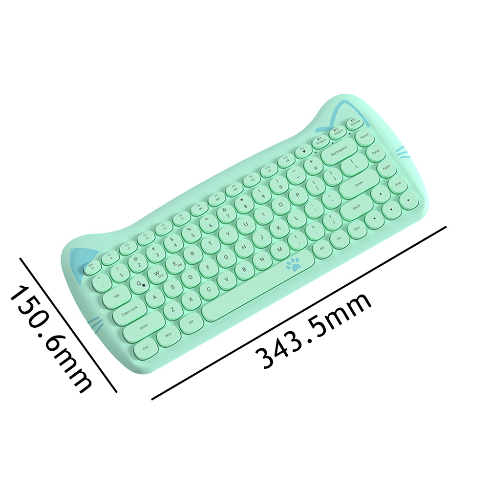 AJAZZ 84 Key Wireless Keyboard Mouse Mini Wireless Keyboard Keyboard Bluetooth-compatible 2.4G Cat Shape Mini Keyboard: C