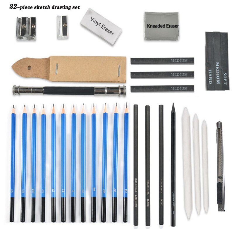 32 PCS Art Set Sketching Set Beginner Student Full Set Of Sketch Pen Art Supplies