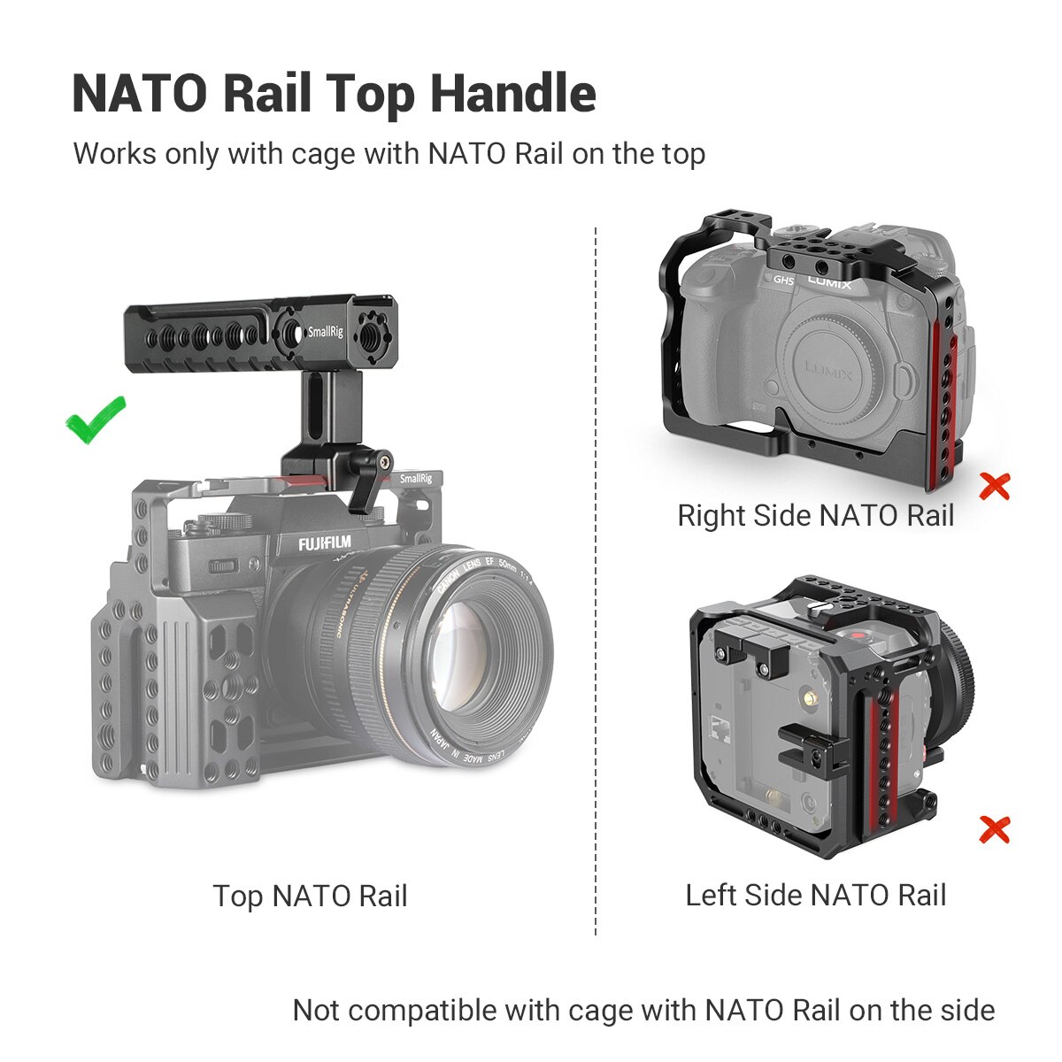 Smallrig Nato Handgreep Nato Klem Handvat Met Schroefdraad Gaten Koud Schoen Mounts Voor Dslr Camera Kooien-1955