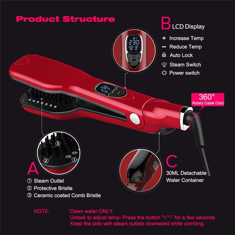 Steam Hair Straightener Brush Fast Steampod Hair Straightener Comb Electric Steam Hair Straightener Flat Irons