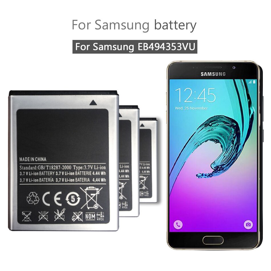 1200 mah  eb494353vu utbytesbatteri för samsung galaxy mini gt  s5570 s5250 s5330 s5750 s7230 t499 gt-i5510 med spårkod