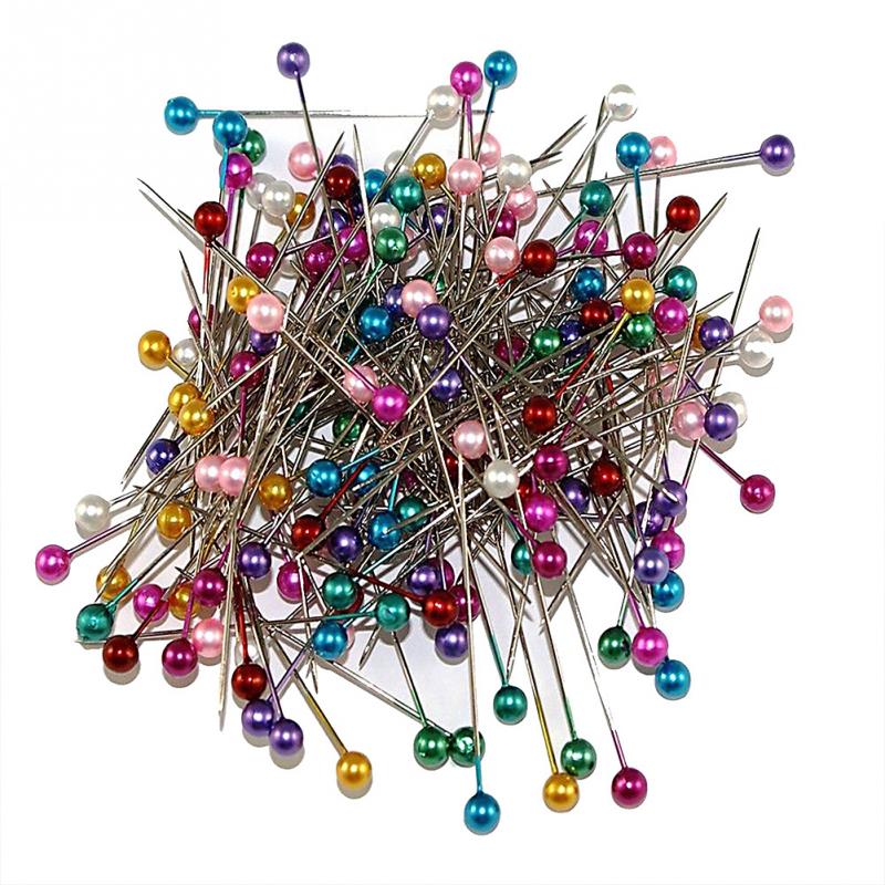 100Pcs/box Needles Sewing Head Pin Round Pearl Straight Pins Stainless Steel+PVC Multicolor Craft Pins Sewing Tools 36mm