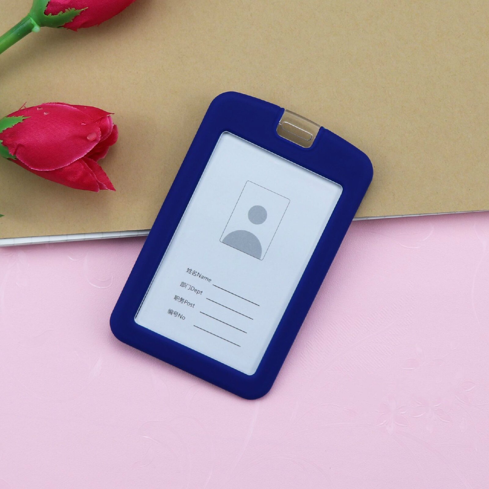 3/5pcs Credential Door Holders Credentials Holder Students Bus Card Case Lanyard Identity Badge Cards Cover Silicone Card Holder: Deep Blue / 5Pcs