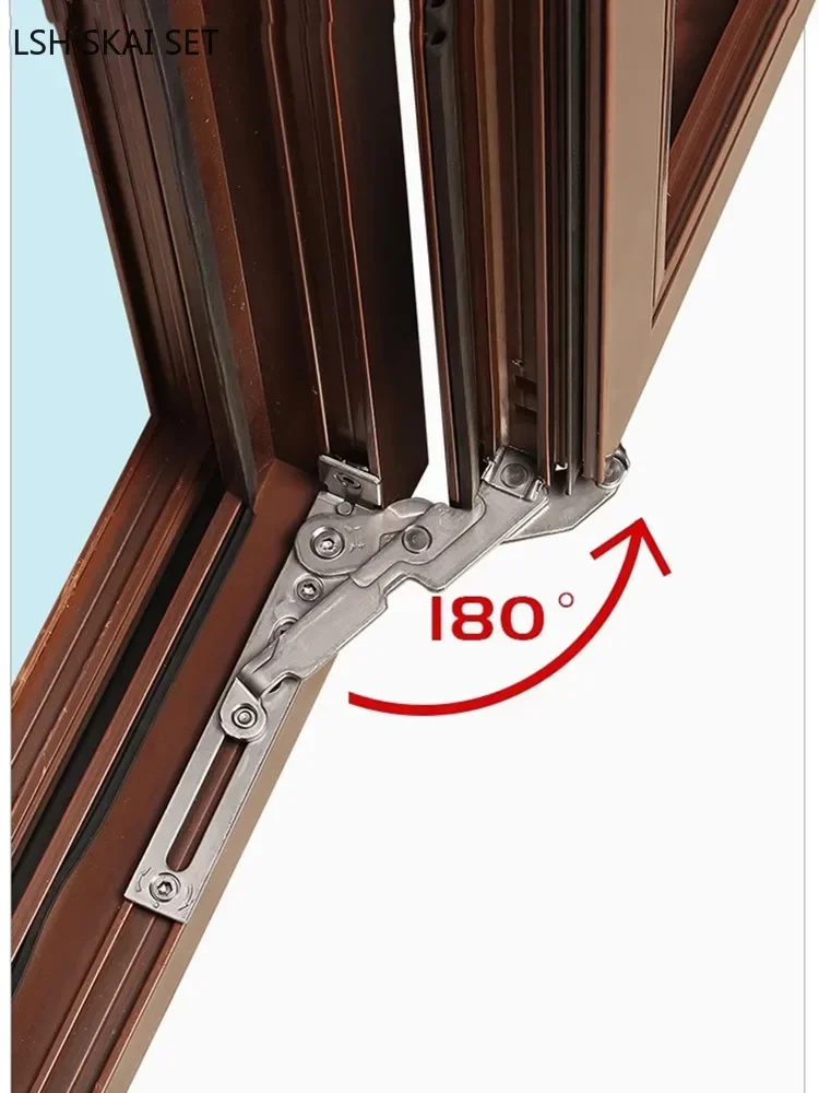 1Pair Broken Bridge Door and Window Hinge Stainless Steel Concealed Hinges Flat Open Window Brace Cabinet Door Hardware Fittings