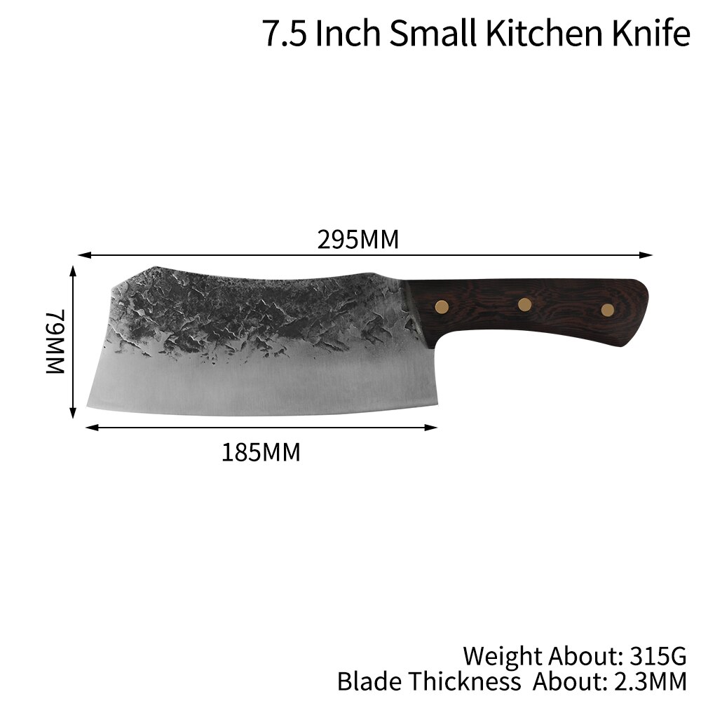 Qing raskaaseen teurastajanveitsi monitoiminen kiinalainen lihakirves lihan pilkkomiseen luun leikkaamiseen taottu teräs kokkiveitsi keittiövälineistö: C