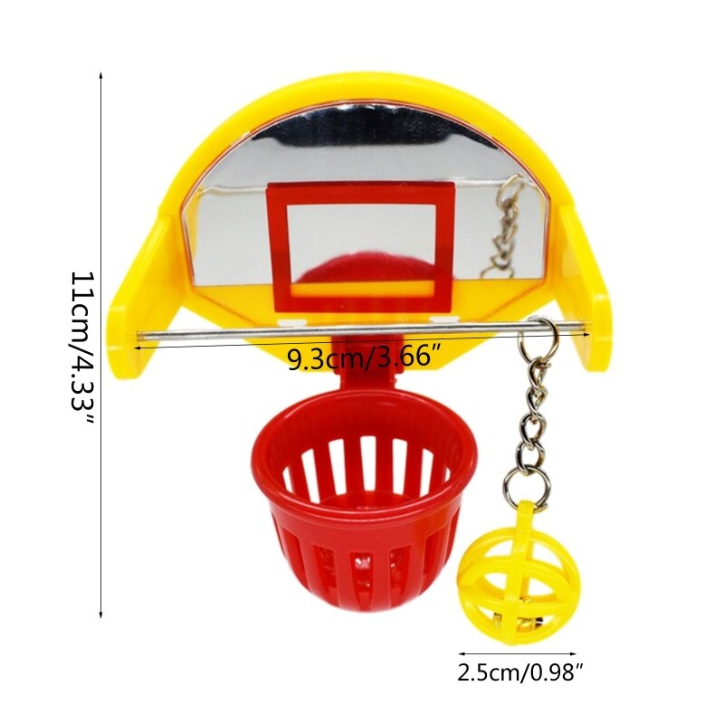 Mini basketball hoop rekvisitter sjov papegøje fugle legetøj kæledyr forsyninger parakit klokke bold tygge legetøj og mærke