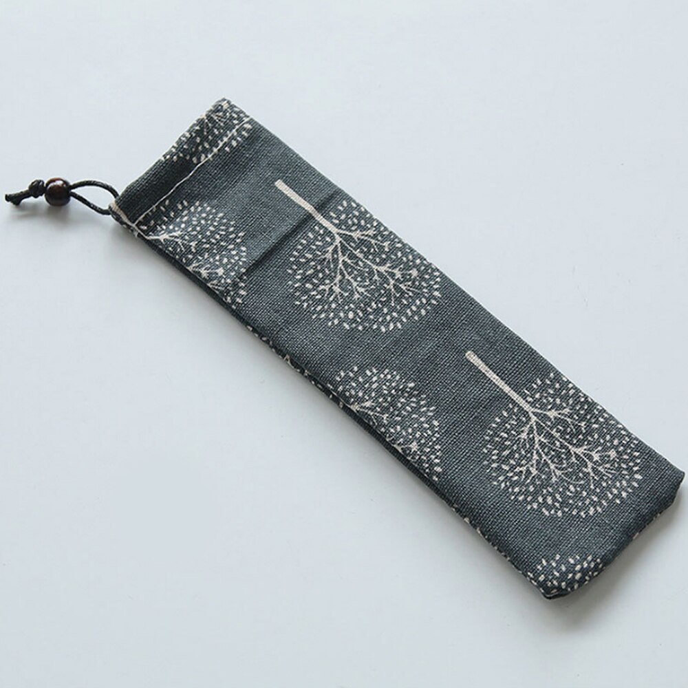 Japan Stijl Bestek Zak Herbruikbare Reizen Koord Pouch Voor Keuken Servies Vork Lepel Bamboe Eetstokjes Reinigingsborstel: 6