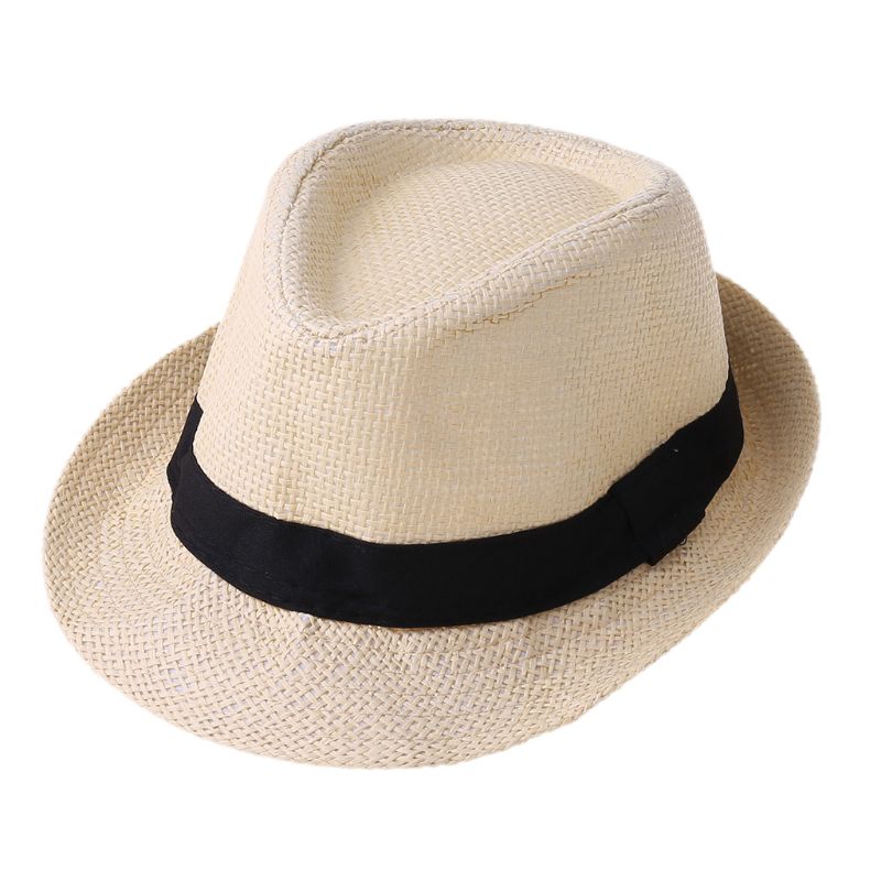 Bambini bambini estate spiaggia cappello di paglia Jazz Panama Trilby cappello Fedora Gangster cappelli traspiranti all&#39;aperto ragazze ragazzi cappello da sole