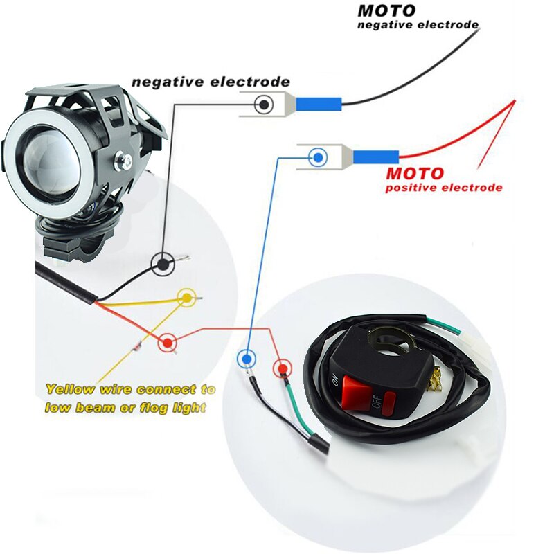 Faro LED para motocicleta U7, luz LED para motocicleta U7, 12V, 125W, 7 colores de conducción para motocicleta, faro auxiliar con Motor superbrillante, Luz antiniebla para bicicleta, 2 uds.