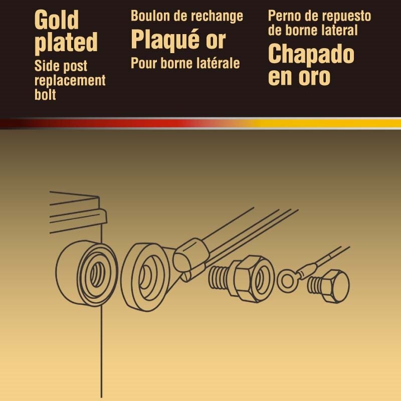 Latón chapado en oro macizo para Terminal adaptador de batería de poste lateral GM, Terminal positivo o negativo