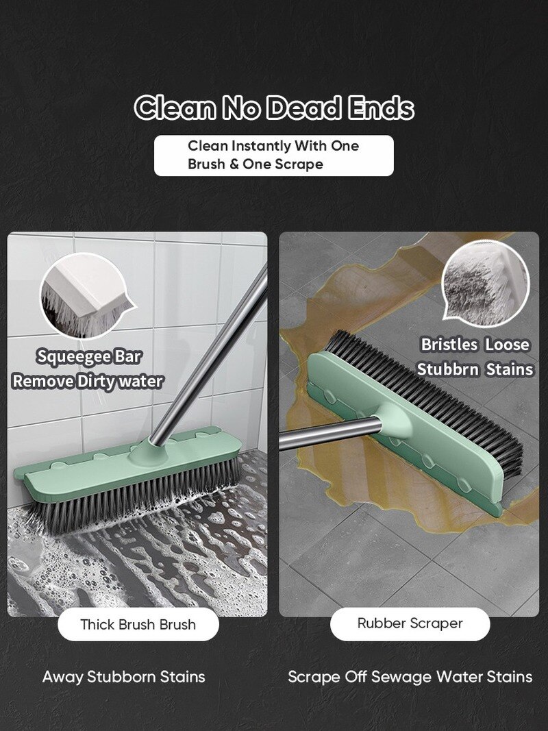 Brosse de nettoyage de sol 2 en 1, brosse à récurer de piscine, essuie-glace de salle de bains, raclette de fenêtre à poils rigides, balai magique, brosse de nettoyage de sol de baignoire et de carrelage