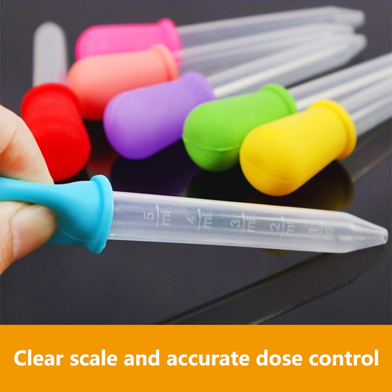 IMBABY 6pcs 5mL Children's Pipette Silicone Plastic Dropper Feeding Medicine Eye Ear Dropper School Children Laboratory Pipettes