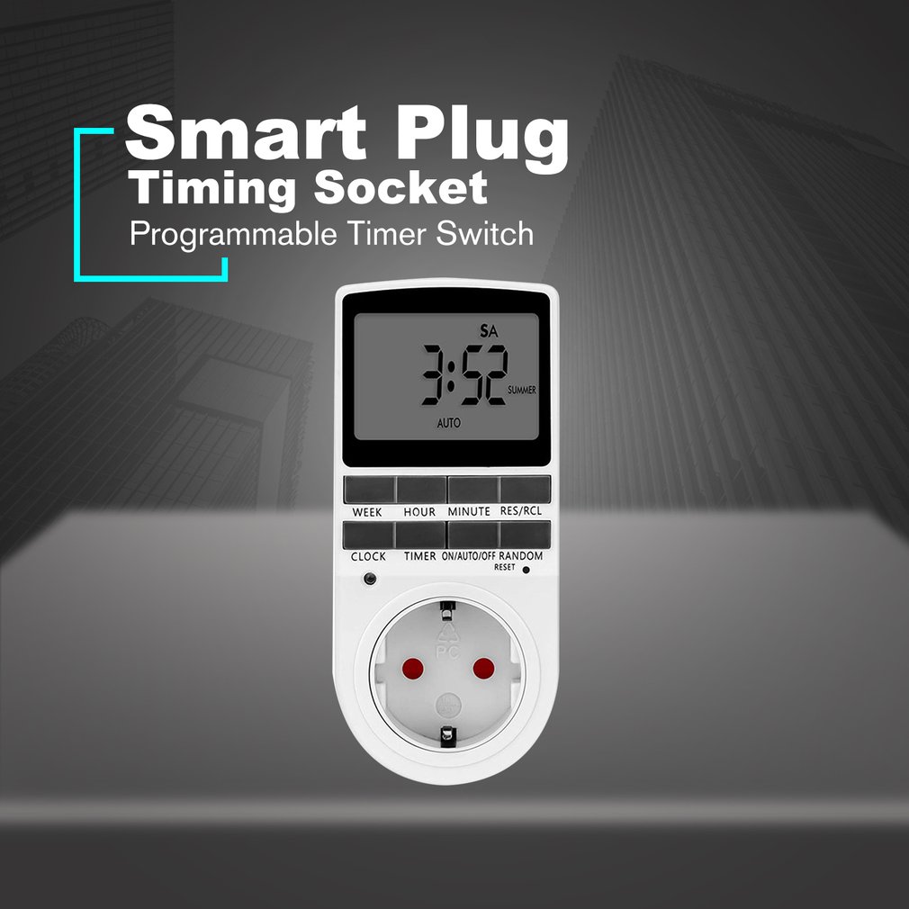 Gran pantalla LCD programable semanalmente Digital temporizador inteligente interruptor salida enchufe temporizador enchufe cuenta atrás para la cocina