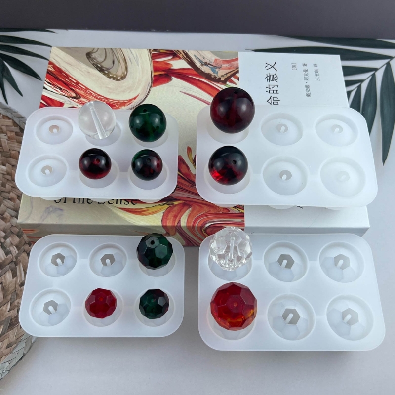 DIY 20/25/30mm Round Bead Silicone Mold with Hole Cabochon Gemstone Pendant Charms Resin Mould Necklace Bracelet Jewelry Making