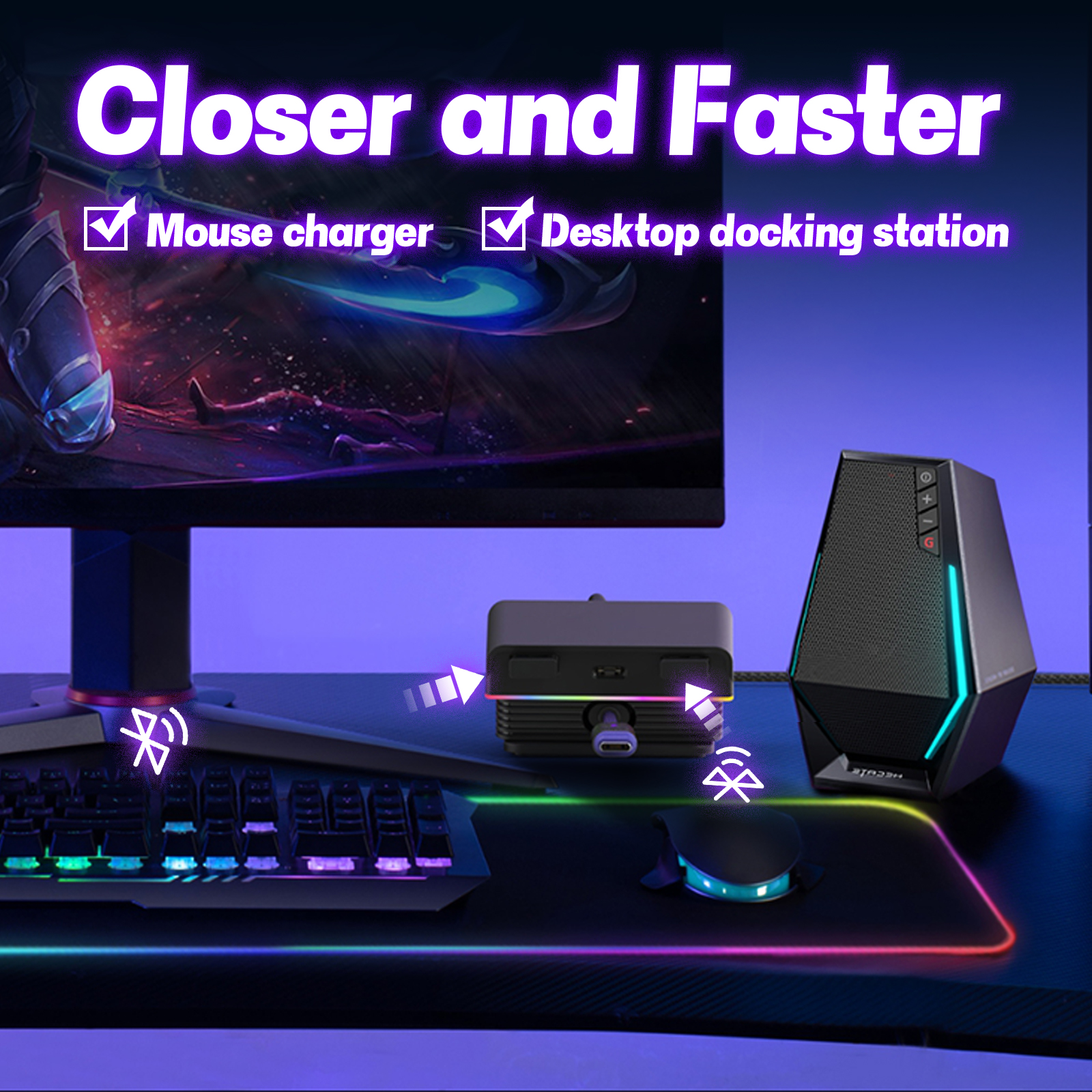 RGB Mouse Magnetic Charge Dock for Logitech G PRO X SUPERLIGHT 2 MX Master 3S 3 Anywhere VGN VXE R1 Max AJAZZ AJ199 Attack Shark