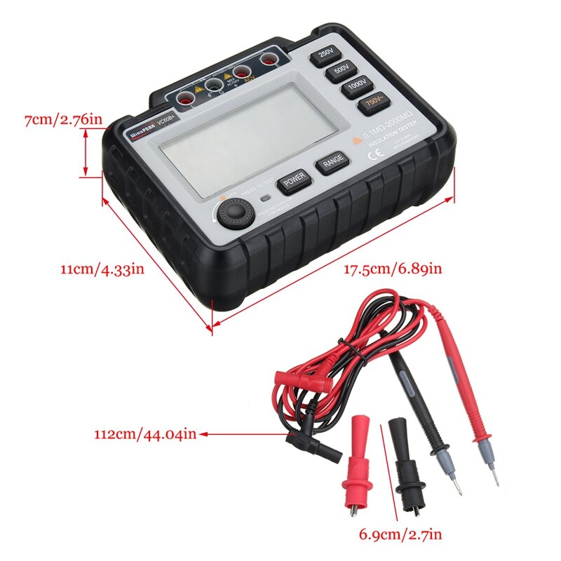 Probador de Aislamiento digital Megger Winspeak Vc60B + 1000V Megohmmeter ohmios probador de resistencia de insinsulación medidor multímetro