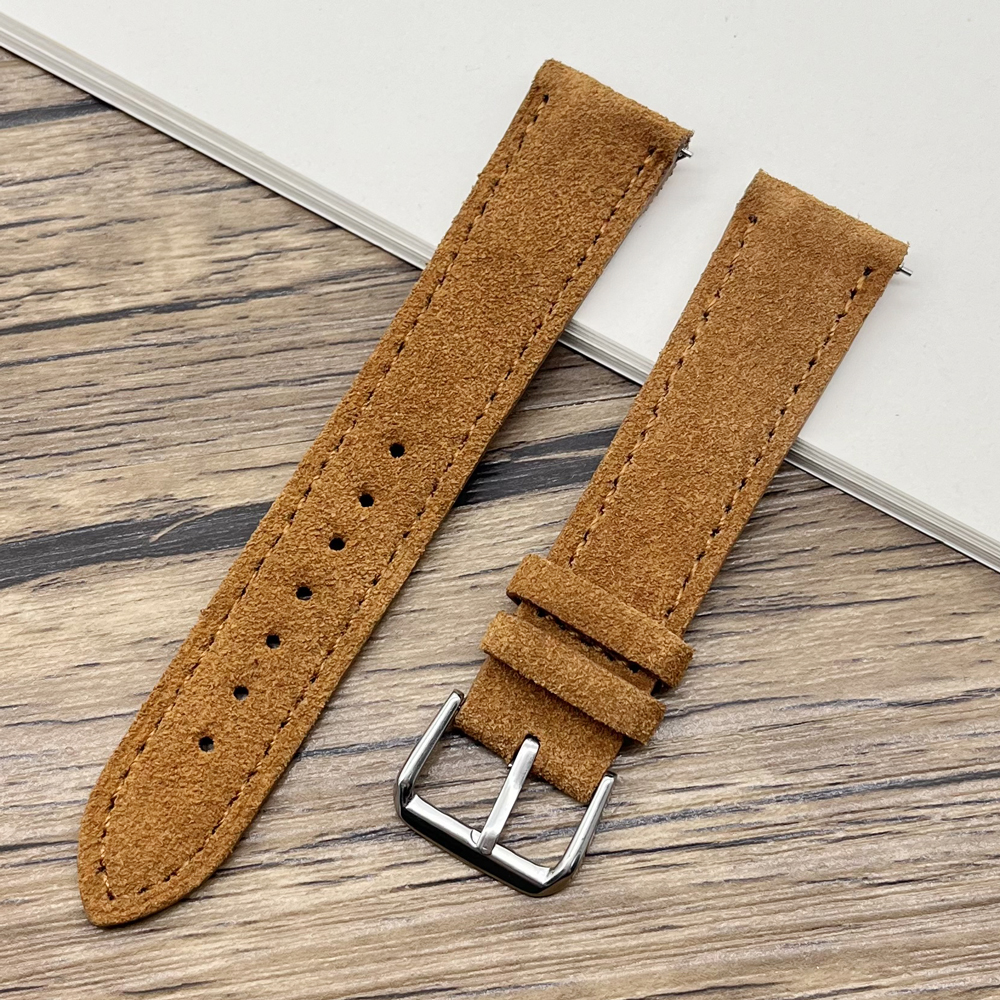 Bracelet de montre en daim gris vert bleu marron beige noir couleurs bracelet de montre en cuir 18mm 19mm 20mm 22mm 24mm bracelet de montre de remplacement