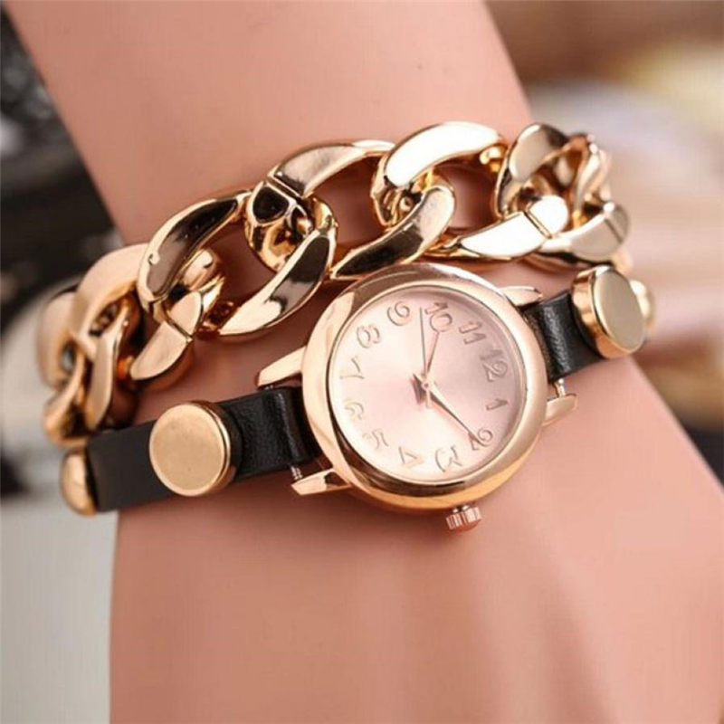 Mode Vrouwen Horloge Gold Dial Lederen Armband Horloge Casual Vrouwen Horloge Luxe Quartz Horloge Klok Relogio Feminino # C