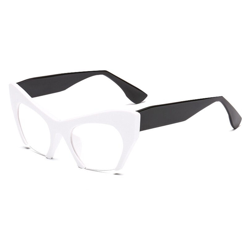 Shauna Retro Vrouwen Half Frame Cat Eye Brilmonturen Mode Optische Frame: White black