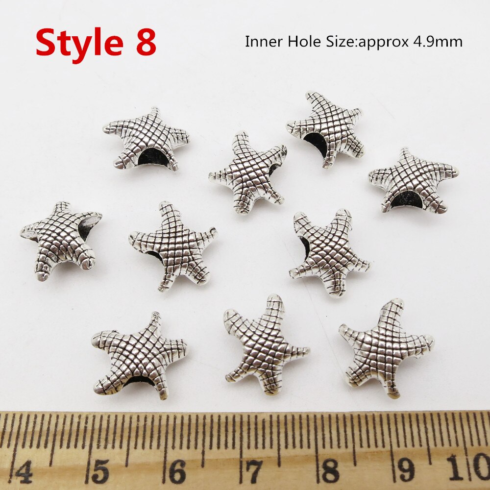 5 pz/pacco metallo differente 5 stili di Pesce, Le Stelle, conchiglie treccia di capelli terrore dreadlock perline anelli del tubo per Lo Styling Accessori: 10pcs Style 8
