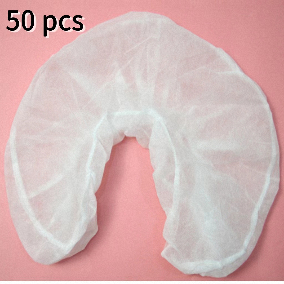 50 stks/pak Hoofdsteun Covers Ingericht Wegwerp Massage Gezicht Rust Cradle Covers Witte Kleur U-vormige Kussensloop Elastisch Non-woven