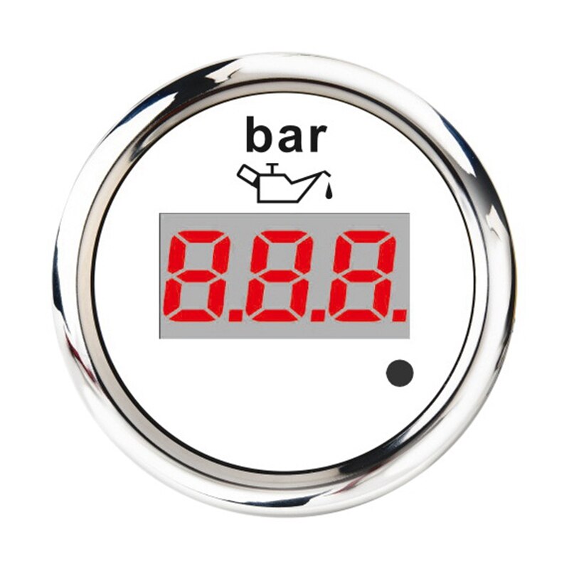 52mm Digital Oil Pressure Gauge 0-10 Bar Universal Stainless Steel Oil Meter Indicator Red Backlight with Alarm