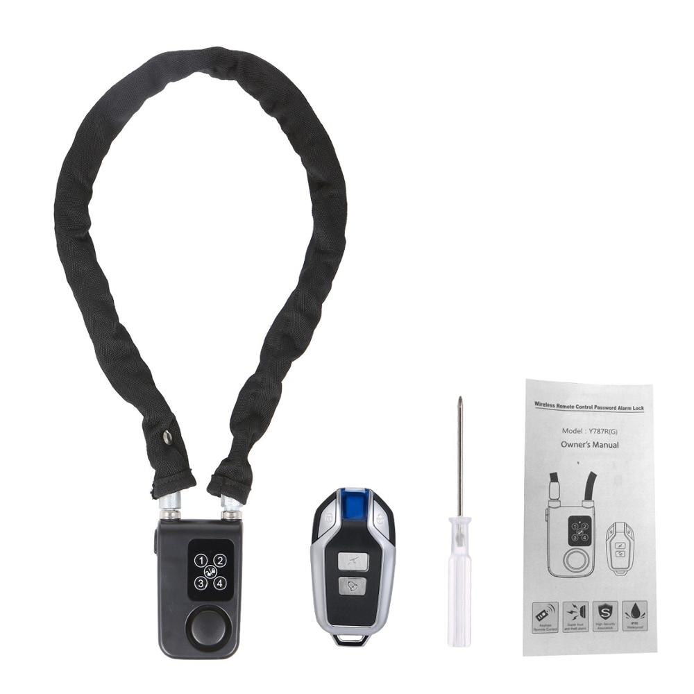 Keyless Password Lock Wireless Remote Control Lock 80CM Steel Chain Anti Theft Alarm Lock Digital Smart Lock for Bicycle