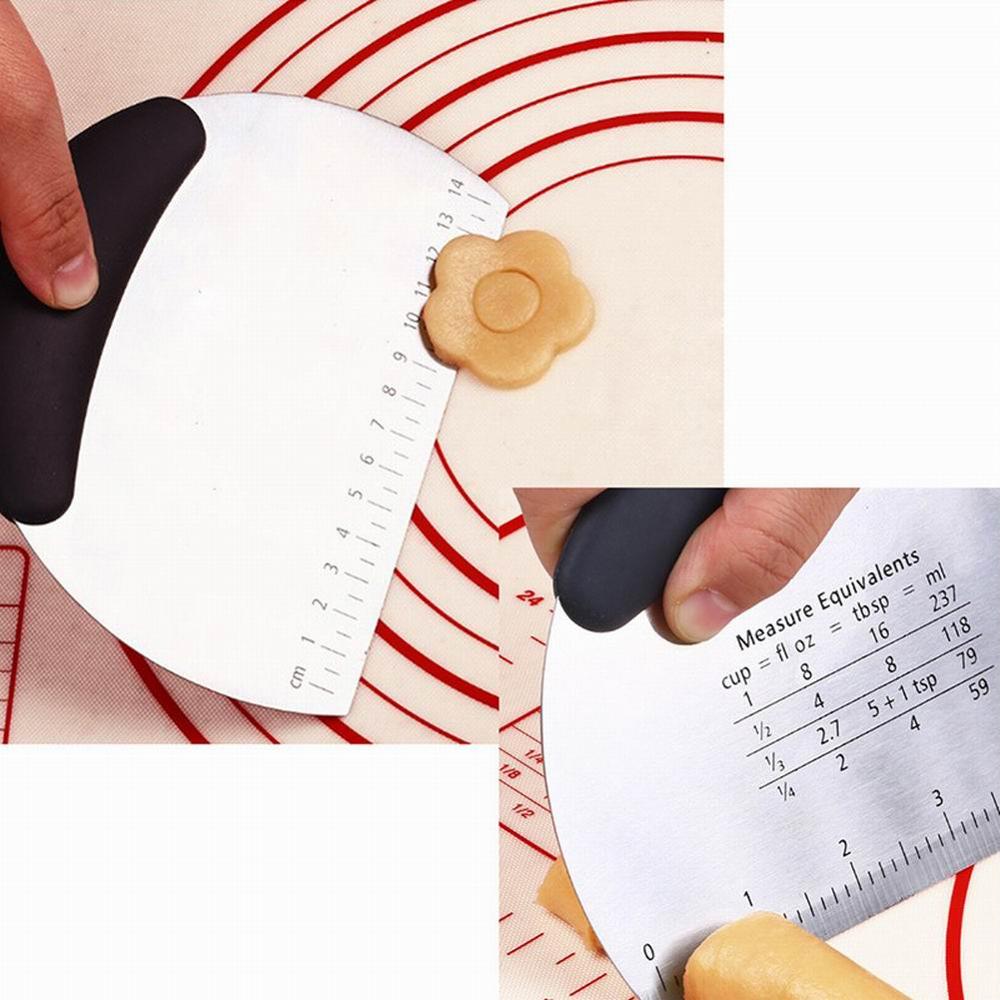 Stainless Steel Pastry Scraper/Cutter/Chopper Multi-Function Easy Grip Bench Scraper for Pastry Butter Dough
