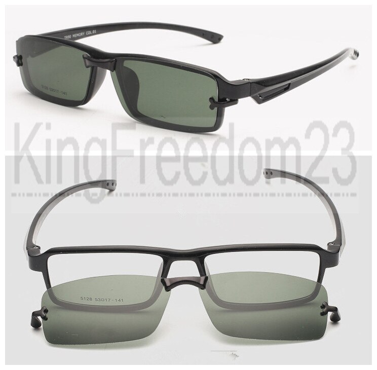 Mænd sport med clips  tr90 brillestel solbrille kørebriller: Skinnende sort