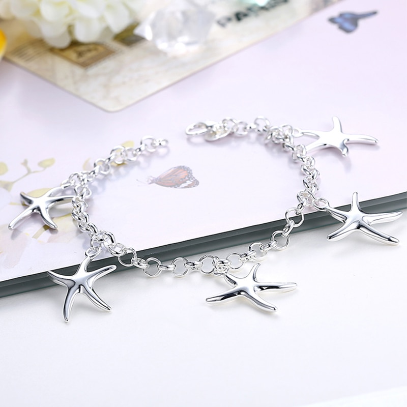 925 silber Schmuck-einstellen Für Frauen Romantische Seestern Anhänger Halskette Ohrring Armbinde Schmuck-einstellen Valentinstag