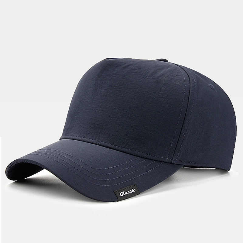 Man Hard Top Large Sport Cap Male Oversize Cotton Sun Hat Adult Plus Size Polyester Dry Quickly Baseball Caps 56-60cm 60-65cm: Polyester Navy Blue / 60-65cm