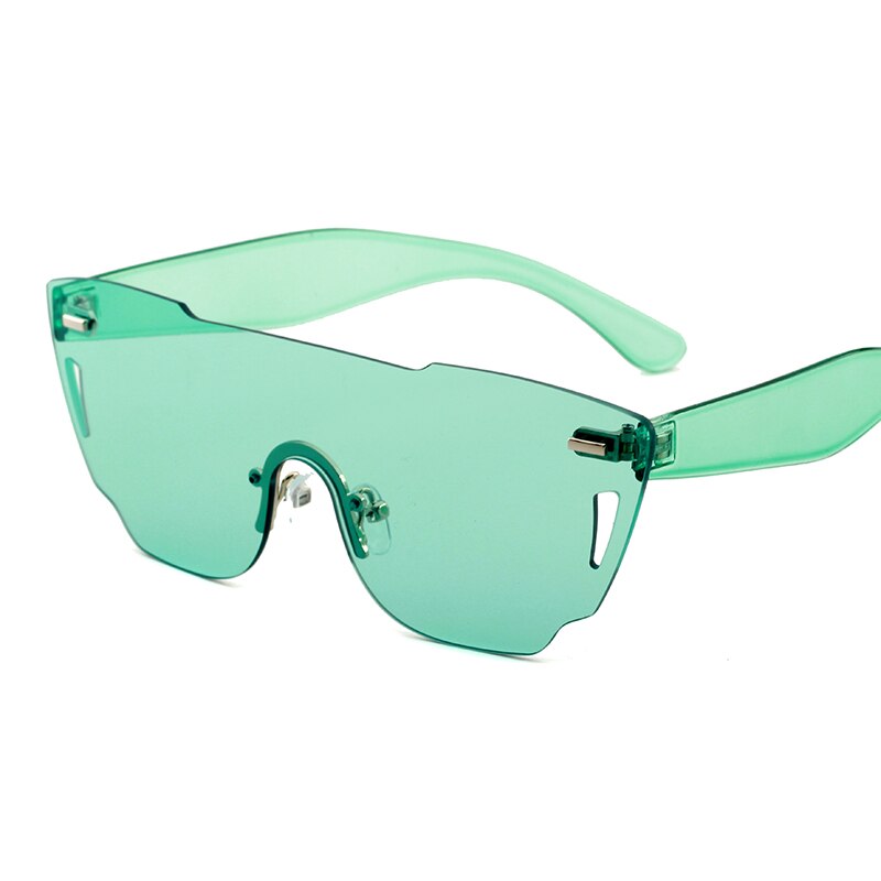 Oversized Randloze Zonnebril Vrouwen groen wit roze geel grote frameloze dames zonnebril retro festival bril