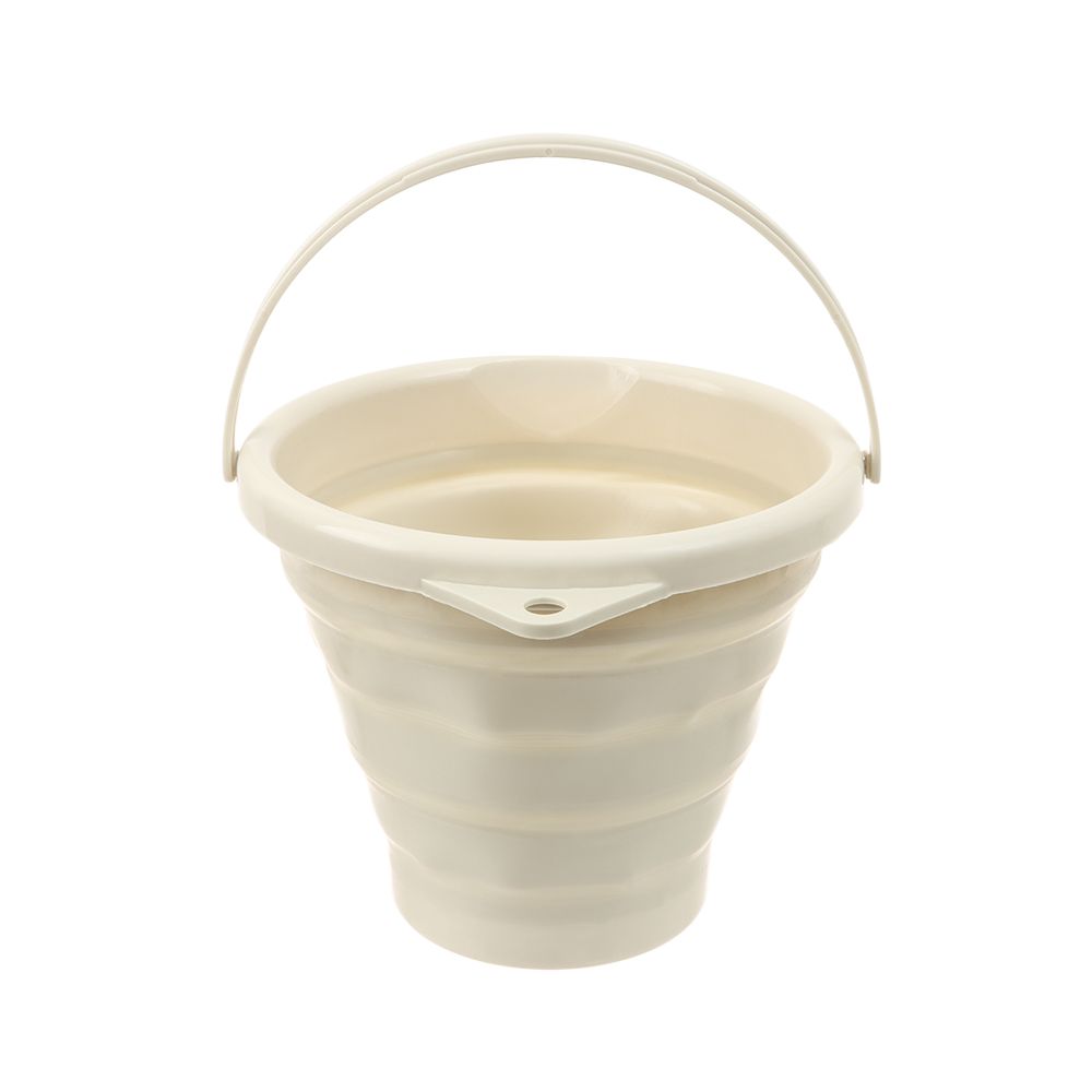 5/10L Portable Foldable Bucket Basin Tourism Outdoor Clean Bucket Fishing Camping Car Wash Mop Folding Buckets with Handle: Beige 5L