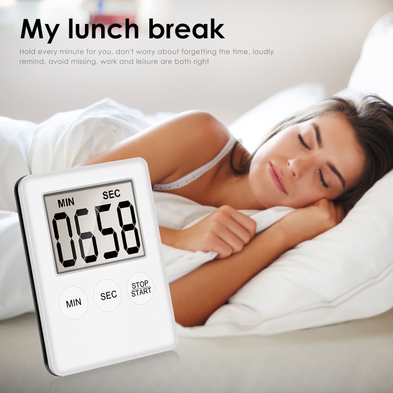 Mini Super Dunne Lcd Digitale Display Kookwekker Vierkante Countdown Alarm Magneet Klok Slaap Stopwatch Klok Timer