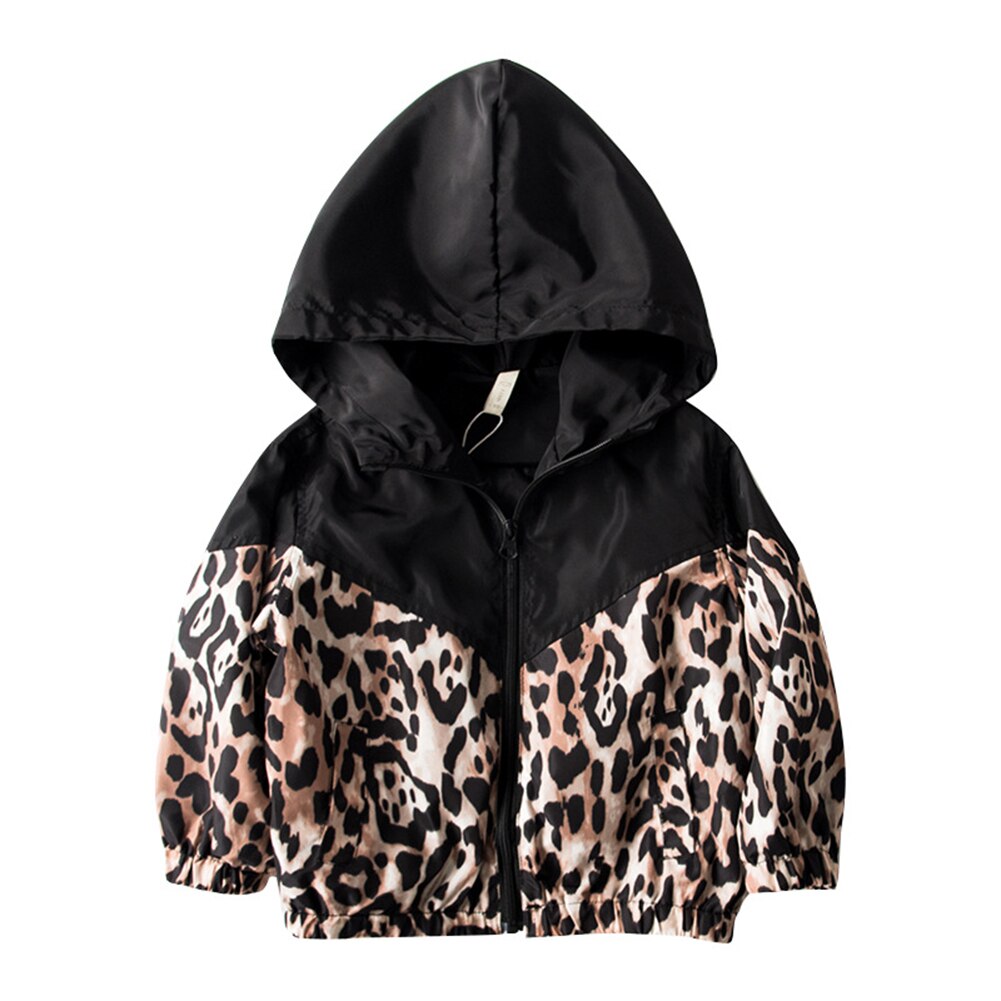 Bomuld børn langærmet jakke efterår vintertøj 1-7y børn piger leopard toppe outfits: 5-6y