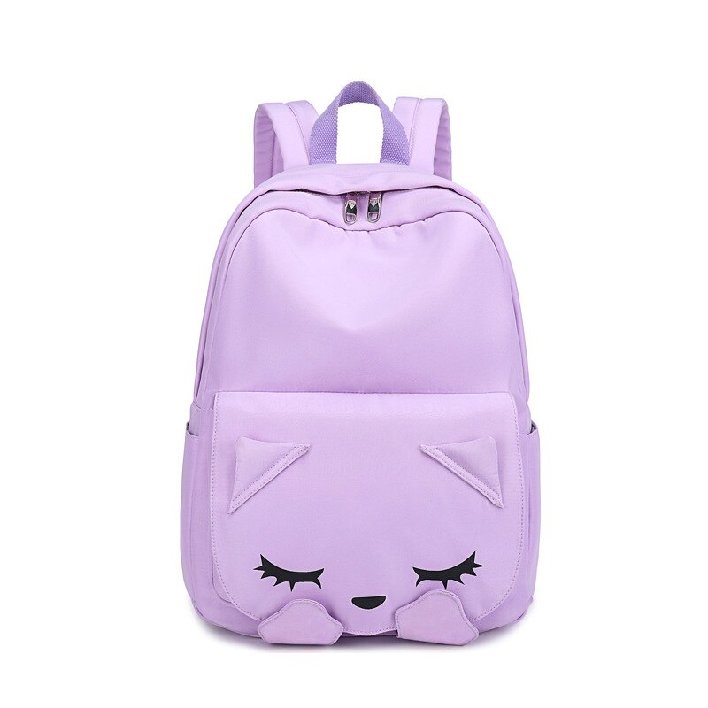 Bolso escolar de gato Rosa bonito para mujer, mochila de viaje a prueba de agua de Corea para estudiante, mochila para computador portátil linda de nailon: purple