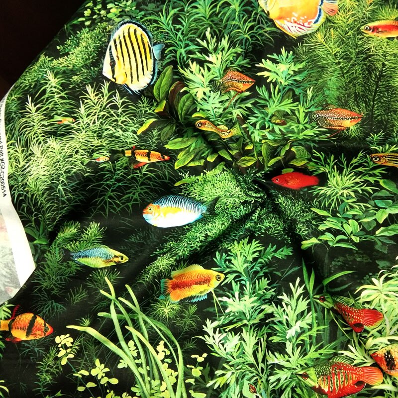 50x105cm Vivid Digital Printing Ocean Tropical Fish Printed Cotton Fabric Fishs Fabric Patchwork Cloth Dress Home Decor
