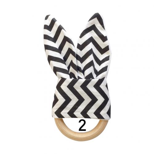 1Pcs Baby Bijtring Houten Ring Baby Bunny Oor Bijtring Kinderziektes Speelgoed Veilig Rustgevende Chew Douche Dental Oefening Speelgoed: 2