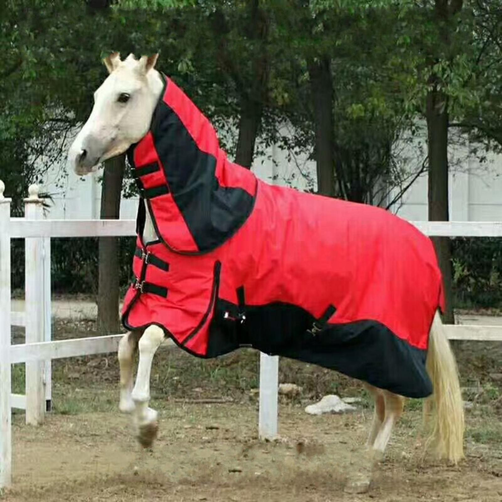 Waterproof Horse Turnout Blanket Winter Warm Cotton Sheet Neck Warmer