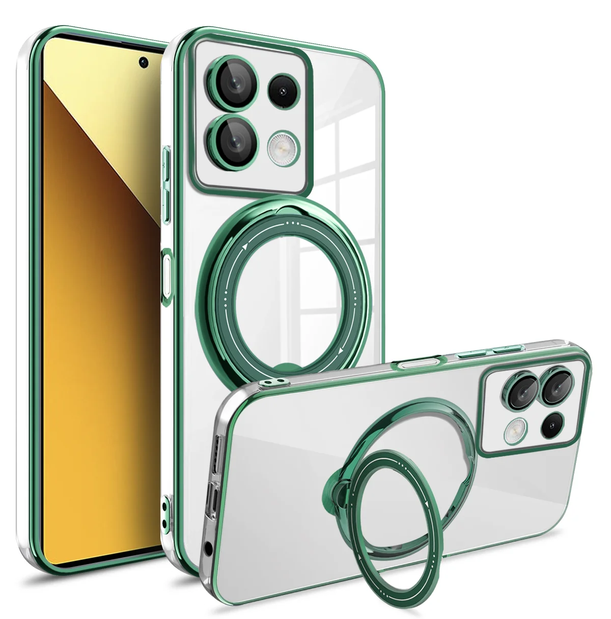 Etui til redmi note 13 pro plus 4g 5g xiaomi poco  x6 pro  x6 13t magsafe transparent ring trådløs opladning magnetisk linsecover: Lærred / Himmelblå