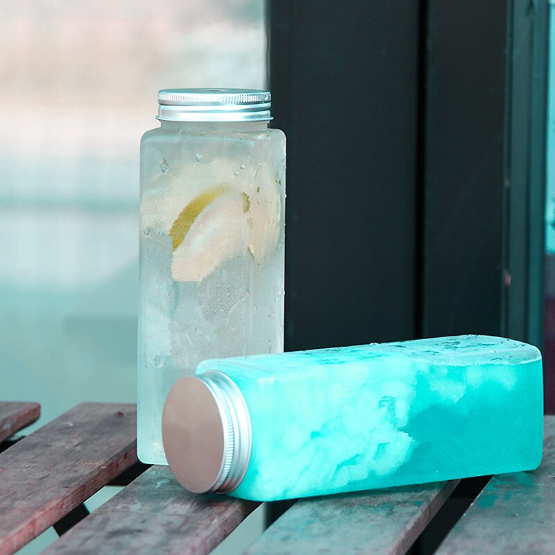 10pcs Net red bubble tea cup packaging plastic cup 500ml square clear bottles cold drinks juice ice coffee beverage cup with lid