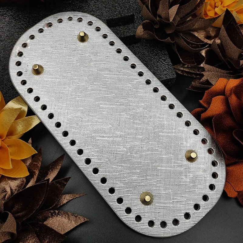 1PC Handbag Making Purse Bag Bottom Base Shaper Oval DIY Tote Bag Leather Accessories 10x22cm: silver